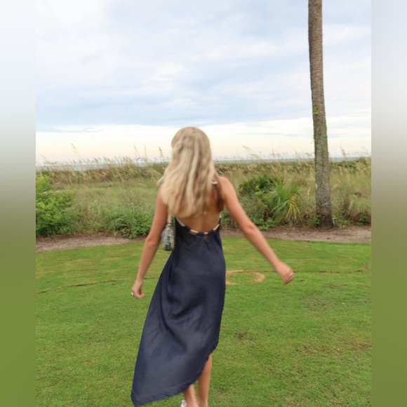 Let Me Be Rope-Neck Asymmetrical Denim Mini Dress - Picture 3 of 4